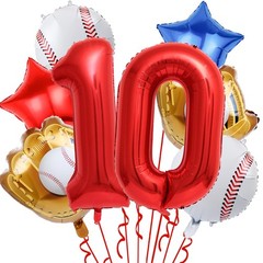Baseball 10th Party Balloons,32 Inch Red Foil Number 10 Balloon,Sports Theme …
