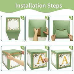 Baby Shower Boxes with Letters, 4pcs Sage Green Baby Shower Decorations for B…