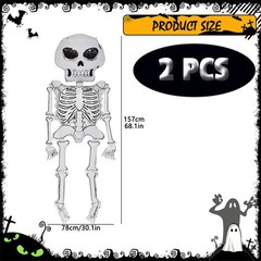 2PCS Halloween Balloon Set 62in Skeleton Aluminum Foil Balloons Party Decor Gift