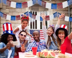 24-Ft Patriotic Red White Blue Fringed Hanging Garland Indoor/Outdoor Decor #564