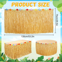 2 Pack Luau Table Skirt Grass Hawaiian Party Decoration 53×29 Inch Adhesive Sets