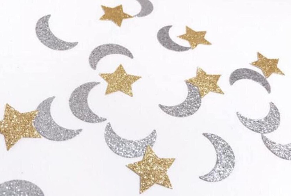 Shiningwise 200pcs of Double-Side Gold Glitter Star and Glitter Silver Moon C…