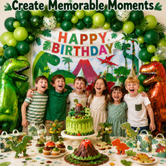 Dinosaur Birthday Party Decorations Kit Balloon Garland Banner Backdrop Kids