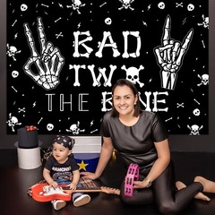 Bad Two The Bone Backdrop Banner, Skeleton Theme 2nd Birthday Decorations for…