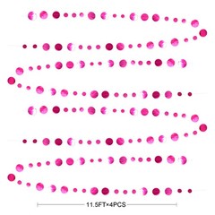 Hot Pink Party Decorations Circle Dots Garland Metallic Rose