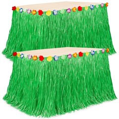 Hawaiian Party Table Skirt Decorations, 2PCS Green Luau Party Table Skirt Dec…