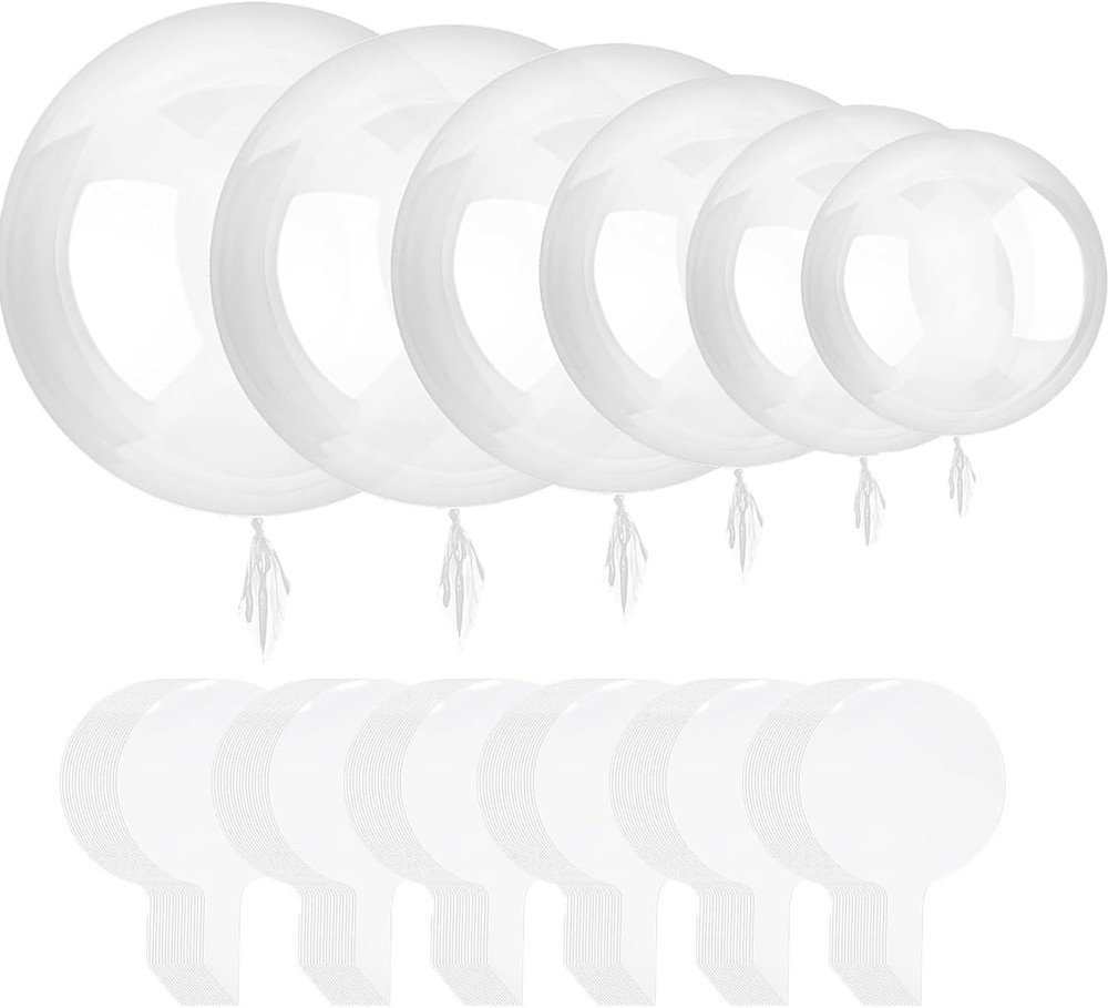 60 Pcs Bobo Balloons, 6 Different Size Clear Balloon for Stuffing Transparent…