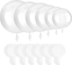 60 Pcs Bobo Balloons, 6 Different Size Clear Balloon for Stuffing Transparent…
