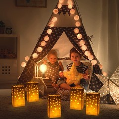 50 pcs White Luminary Candle Bags Special Lantern Luminary Bag with Stars Moo…