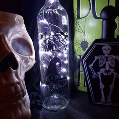 Halloween Light Up Bottle Home Decoration White Wire Lights Witch Hat Decal Boo