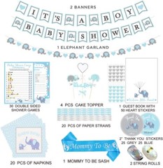 697 Piece Blue Elephant Baby Shower Decorations for Boy Kit – It’S a BOY Pre-Str
