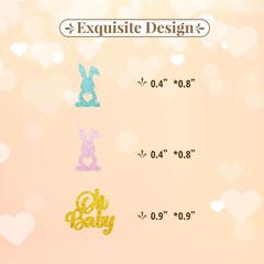 130 PCS Easter Bunny Confetti Gender Reveal Table Scatter Glitter Blue Pink