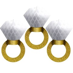 WEDDING AND ENGAGEMENT HONEYCOMB RINGS (3) ~ Party Supplies Hanging Decorations