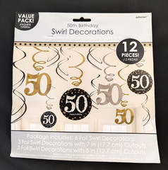 Amscan Sparkling 60th Birthday Celebration 12 Piece Foil Swirl Decorations New