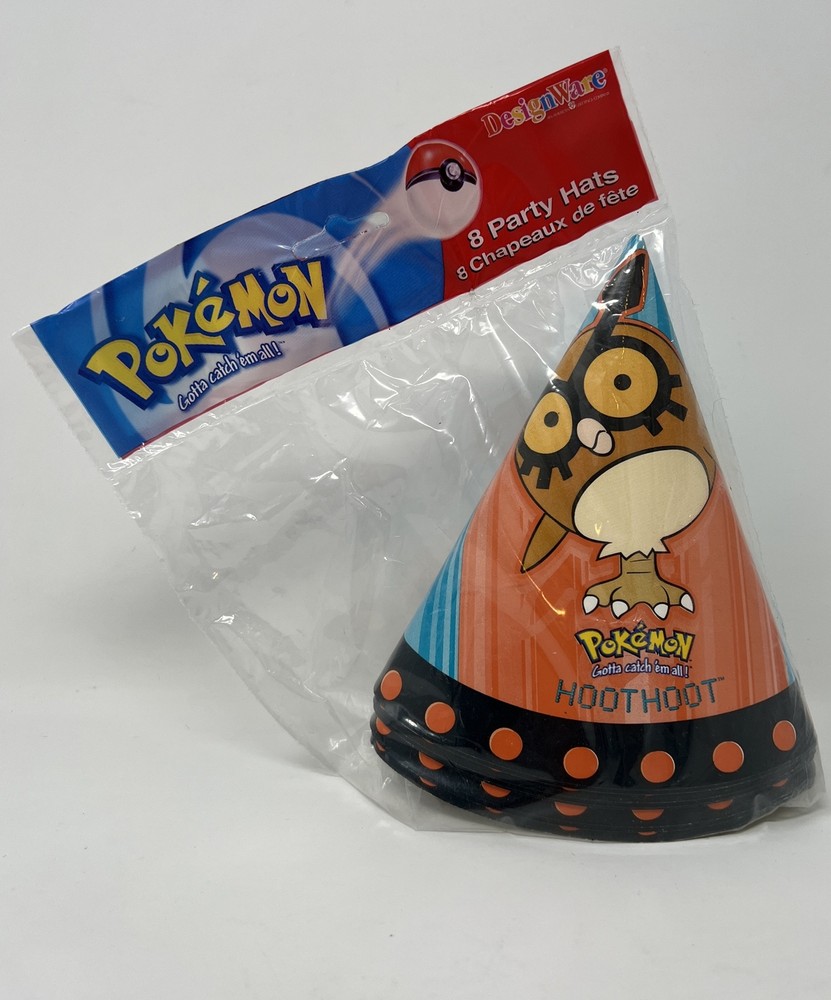 Pokemon Hoot Hoot Vintage Birthday Party Paper Hats 8 pack Nintendo 2000