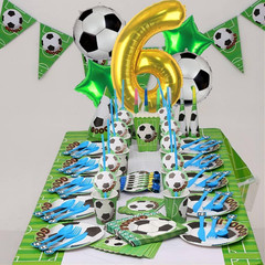 Soccer Balloons 6Th Birthday Decorations for Boys, 40 Inch Big Gold Balloon Numb