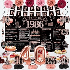 Glamorous Rose Gold 40th Birthday Decorations – 21pcs for Unforgettable Parties
