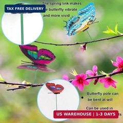 Augshy Butterfly Decorations, 75 Pcs Butterfly Stakes PVC Waterproof Decorative