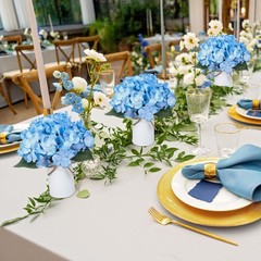 Blue 12 Sets Wedding Flower Table Centerpieces Artificial Hydrangeas with Rus…
