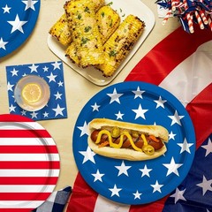 Complete Patriotic Party Set: 50 Disposable Plates & Napkins for Independence…