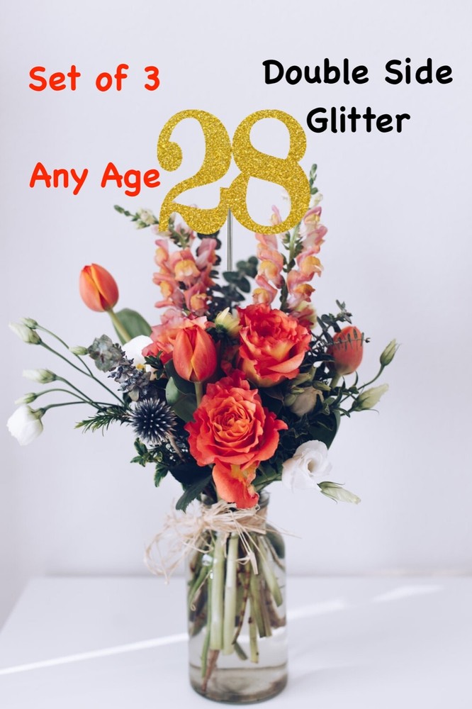 28th Birthday Decoration Centerpiece Party Favors (SET OF 3) 20 Colors Available