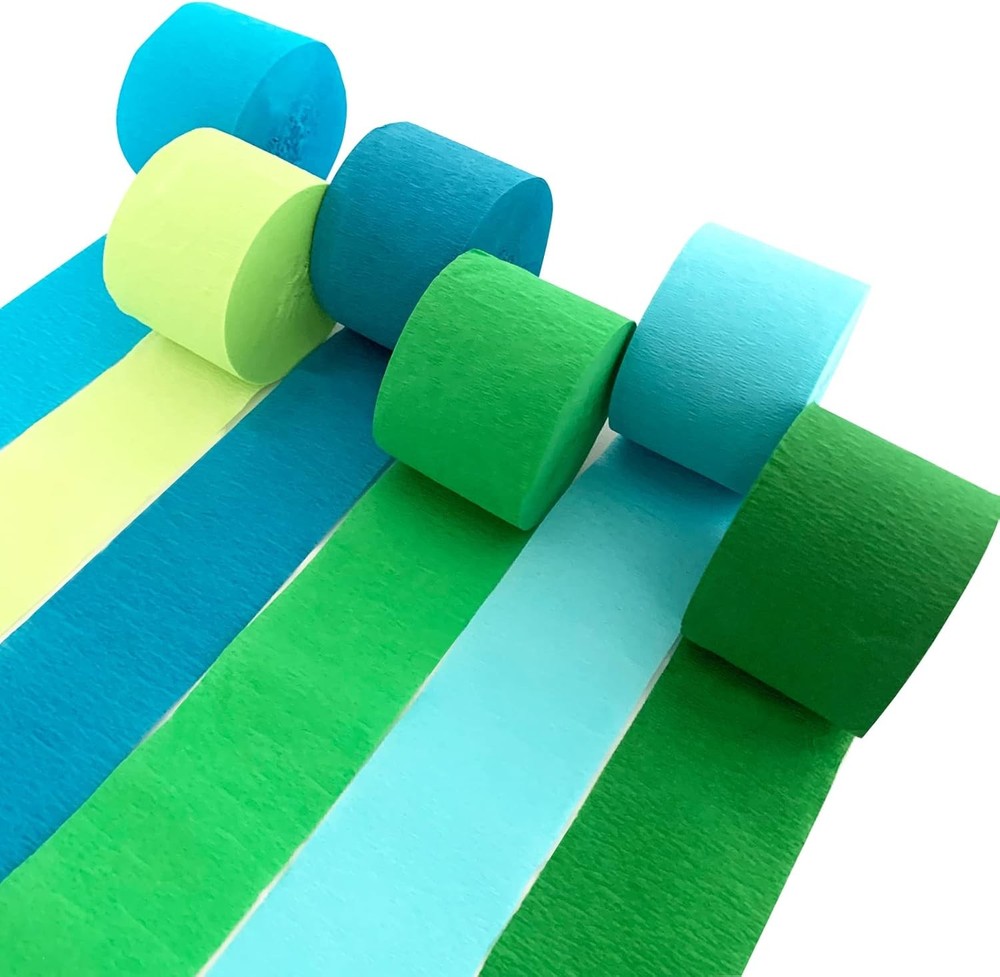Crepe Paper Streamers 6 Rolls 492ft，Green and Blue Party Decorations Streamers (