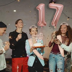 Memorable 17th Birthday Celebration Kit: Tiara, Sash, Balloons & Topper Included
