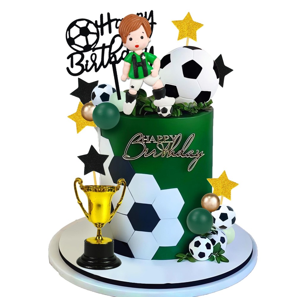 Soccer Cake Topper Decorations Soccer Player Clay Figurine Decorations for Fo…
