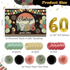 60th Birthday Party Decorations Set – Vintage 1966 Banner, Balloons, Cake Topper
