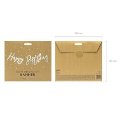 Happy Birthday Silver Shiny Metallic Foil Party Decoration Bunting Banners x 1