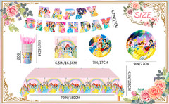 DISNEY Princess Party Decorations 126Pcs Tableware Plates Tablecloth Banner Cups