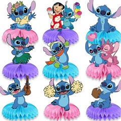 For Stitch Party Supplies, 9Psc Cartoon Honeycomb Center Decorations, Cute Pa…