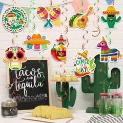 36 PCS Cinco De Mayo Mexican Fiesta Party Decorations Hanging Swirl Cardboard