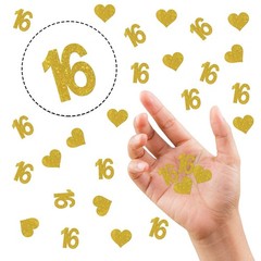 120 PCS Number 16 Confetti Gold Glitter 16th Birthday Table Scatter Decor