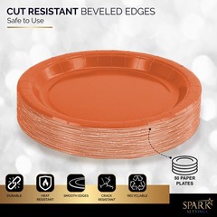Disposable Paper Plates Orange, 7 Inch Paper Dessert Plates, Strong and Sturd…