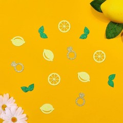 200 PCS Glitter Lemon Table Confetti Main Squeeze Bridal Shower Party Decor