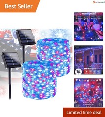 Patriotic Solar String Lights – 8 Modes, Waterproof, 400 LED for 4th of July …