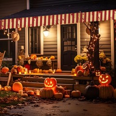 Halloween Circus Awning Horror Carnival Party Decorations red and white