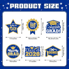 2026 Graduation Party Decorations – 30 Pcs Blue Gold Class of 2026 Congrats Grad