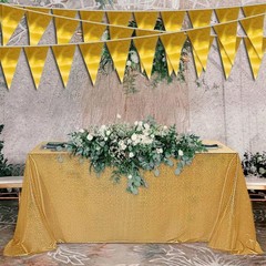 20M/65FT Gold Triangle Pennant Banner Flag Metallic Fabric Bunting Garland fo…