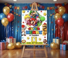 Personalised Printed Mario Game Birthday Foam Board Event Welcome Sign A3