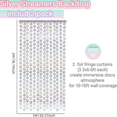 Disco Party Decorations – 2 Packs Silvery Disco Ball Disco Foil Fringe Streamers