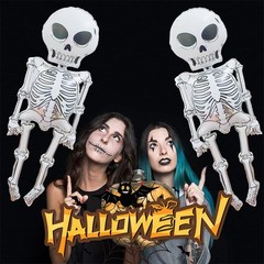 2PCS Halloween Balloon Set 62in Skeleton Aluminum Foil Balloons Party Decor Gift