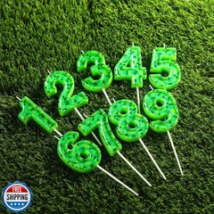 PHD CAKE 2.76 Inch Number 6 Pixel Birthday Candles, Green Miner Number Candle
