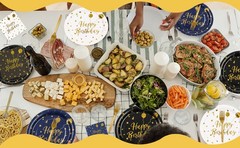 75PCS Happy Birthday Paper Plates – 7 Inch White Gold Dot Paper Plates and 6.5