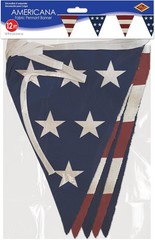 Americana July 4th USA Patriotic Theme Party Decoration Fabric Pennant Banner