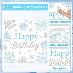 Snowflakes Winter Birthday Disposable Tableware (Plates, Napkins, Forks)