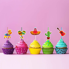 72 Pcs Mexican Fiesta Paper Straws & Toppers Taco Tuesday Party Favors Decor Set