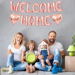 Welcome Home Balloon Banner Rose Gold Letter Foil Balloons Party Decor