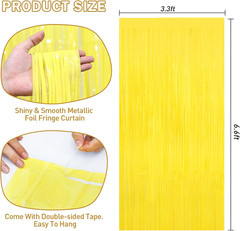 Yellow Tinsel Backdrop Foil Fringe Curtains – 2 Packs Door Streamers Backdrop fo
